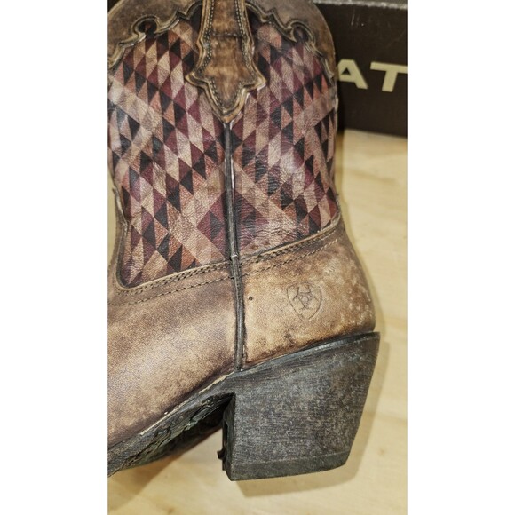 Ariat Gemma SOUTHWESTERN Boots Womens 7B Brown Distressed Western Aztec Cowgirl - Picture 11 of 13